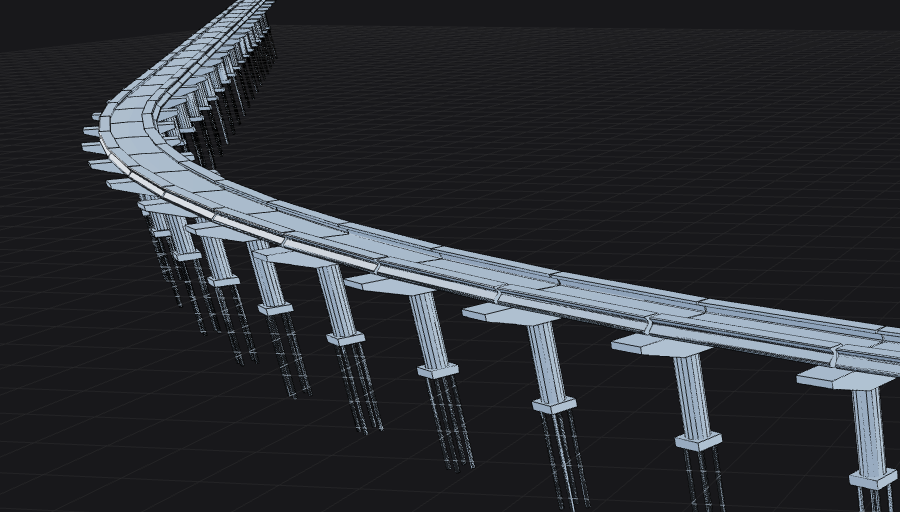 3D viaduct model — piers, pier caps and deck generated by LivDES